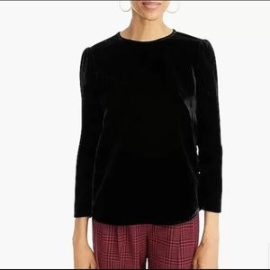 New J Crew Womens Top Velvet Crushed Puff Sleeve